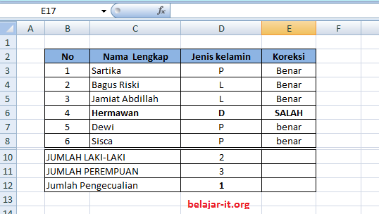 Cara menghitung jenis kelamin Dengan Excel Cara menghitung jenis kelamin Dengan Excel